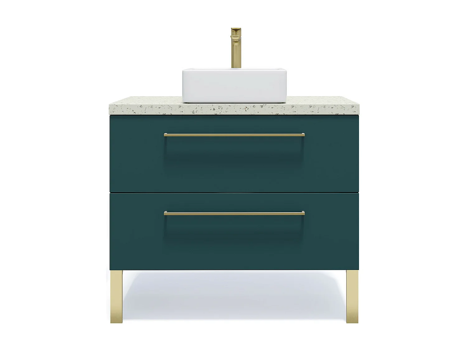 Meuble de salle de bain suspendu vasque à poser 90cm 2 tiroirs Bleu - Glasgow