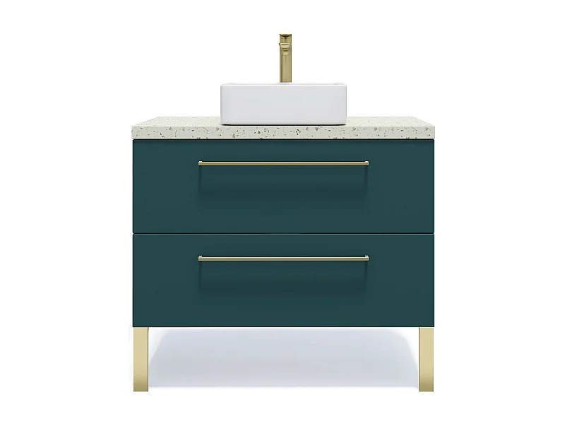 Meuble de salle de bain suspendu vasque à poser 90cm 2 tiroirs Bleu - Glasgow