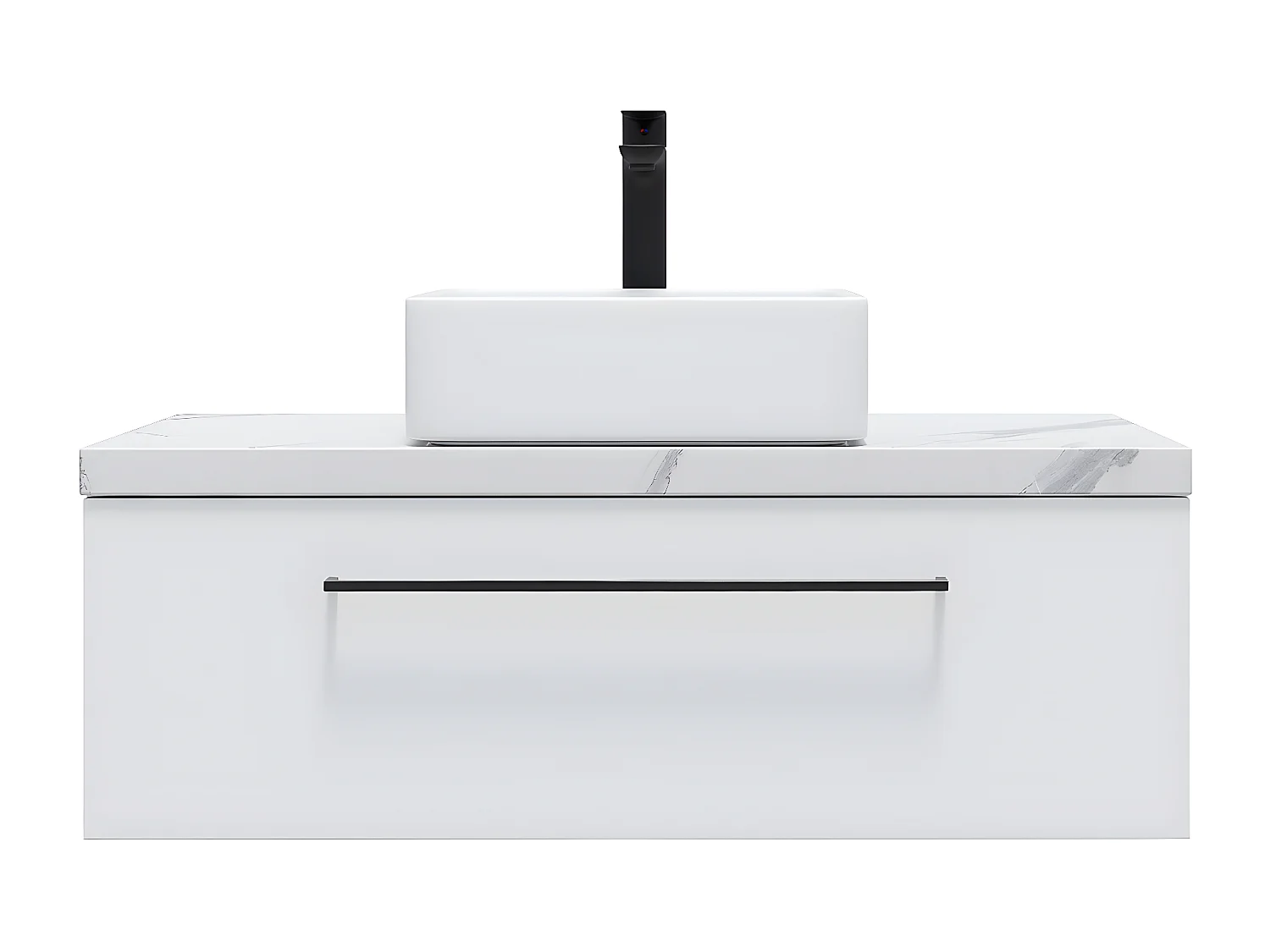 Meuble de salle de bain suspendu vasque à poser 90cm 1 tiroir Blanc - Glasgow