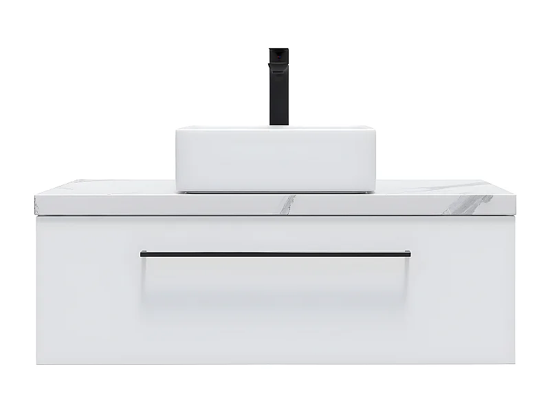 Meuble de salle de bain suspendu vasque à poser 90cm 1 tiroir Blanc - Glasgow