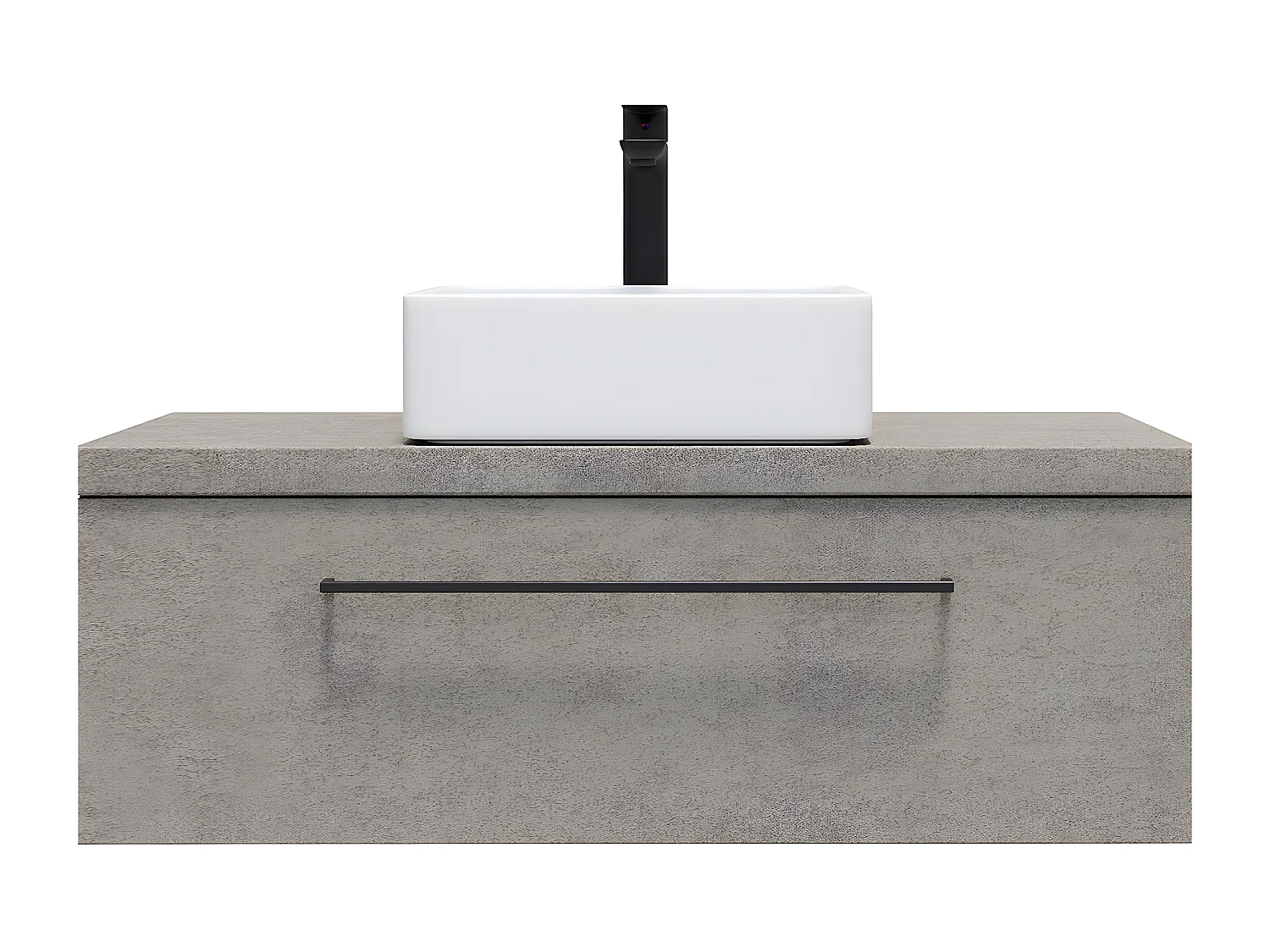 Meuble de salle de bain suspendu vasque à poser 90cm 1 tiroir façon Béton - Glasgow