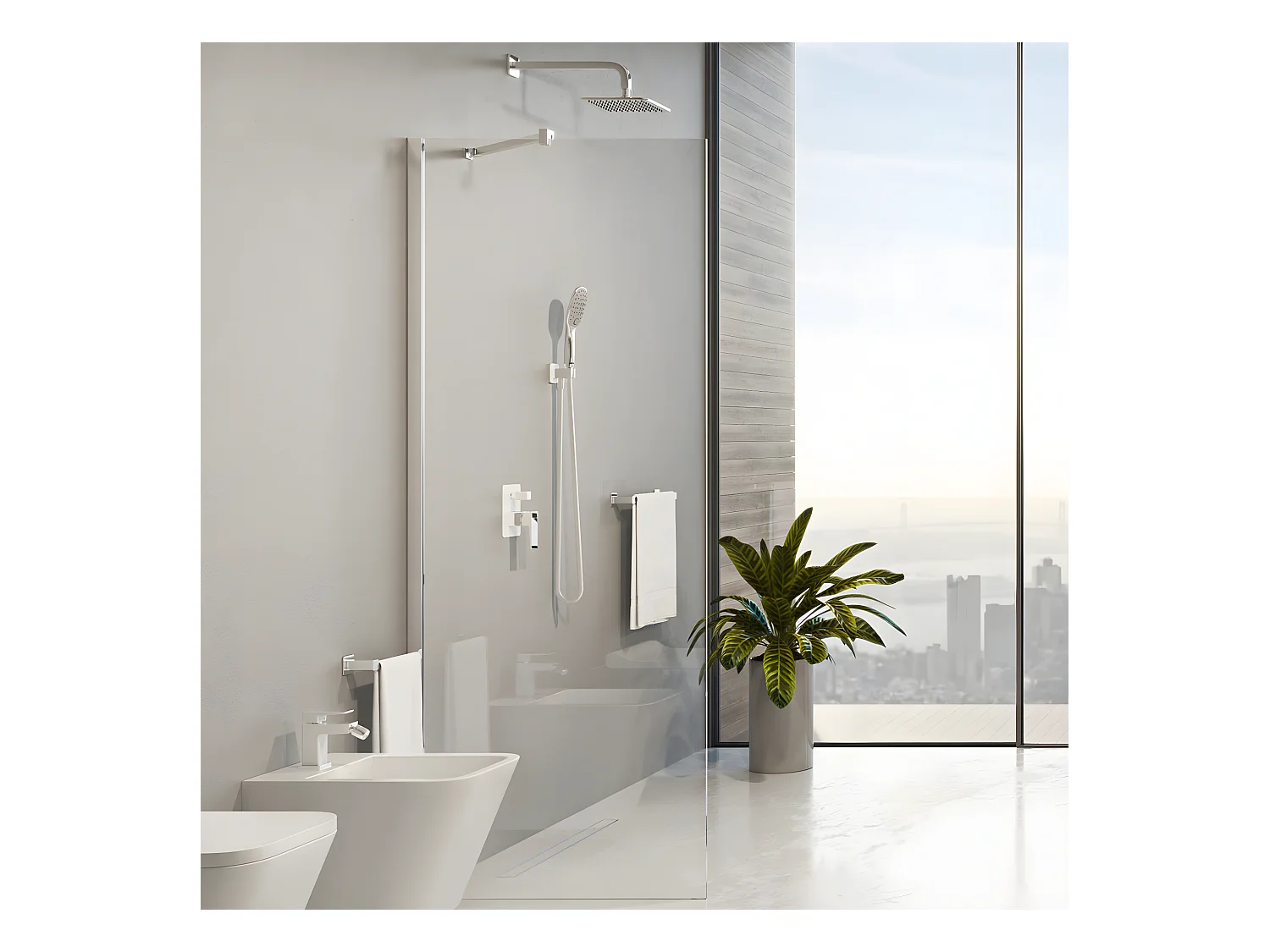 Colonne de douche PARMA encastrable  chrome/blanc