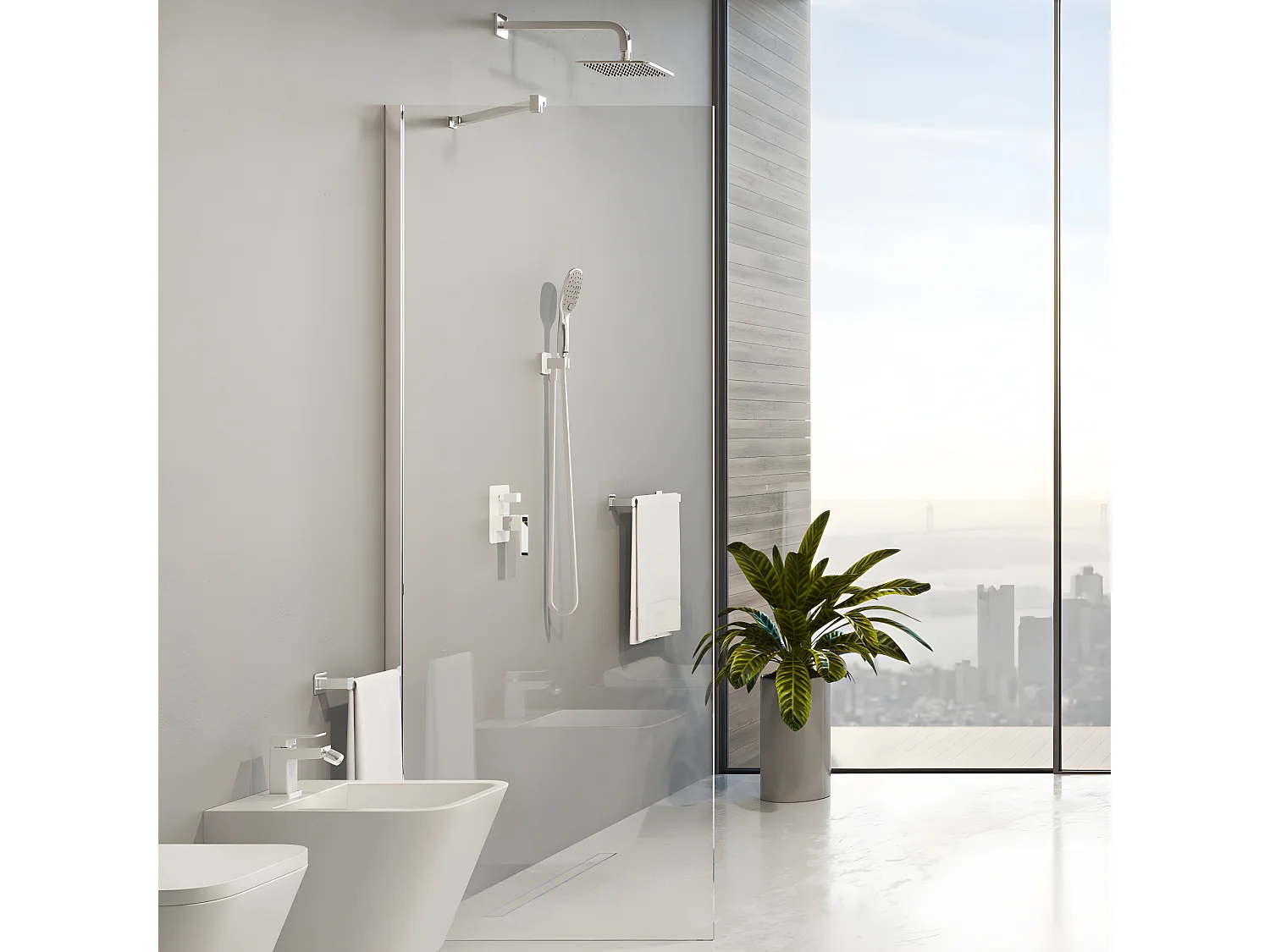 Colonne de douche PARMA encastrable  chrome/blanc