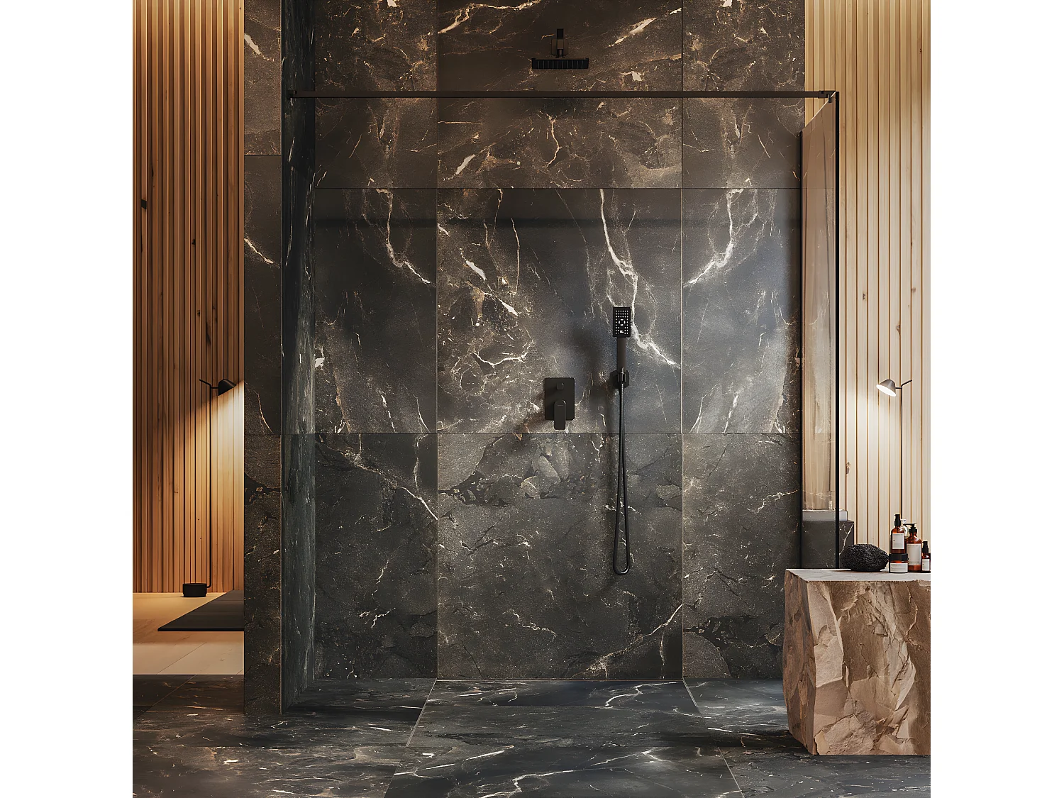 Colonne de douche BARETTI encastrable noir mat