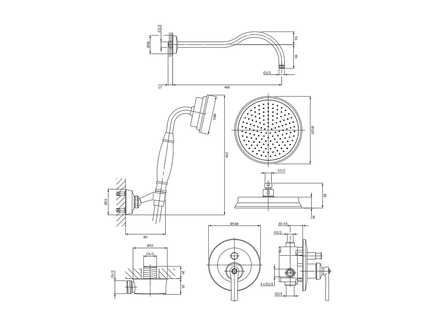 Colonne de douche  ARMANCE encastrable chrome