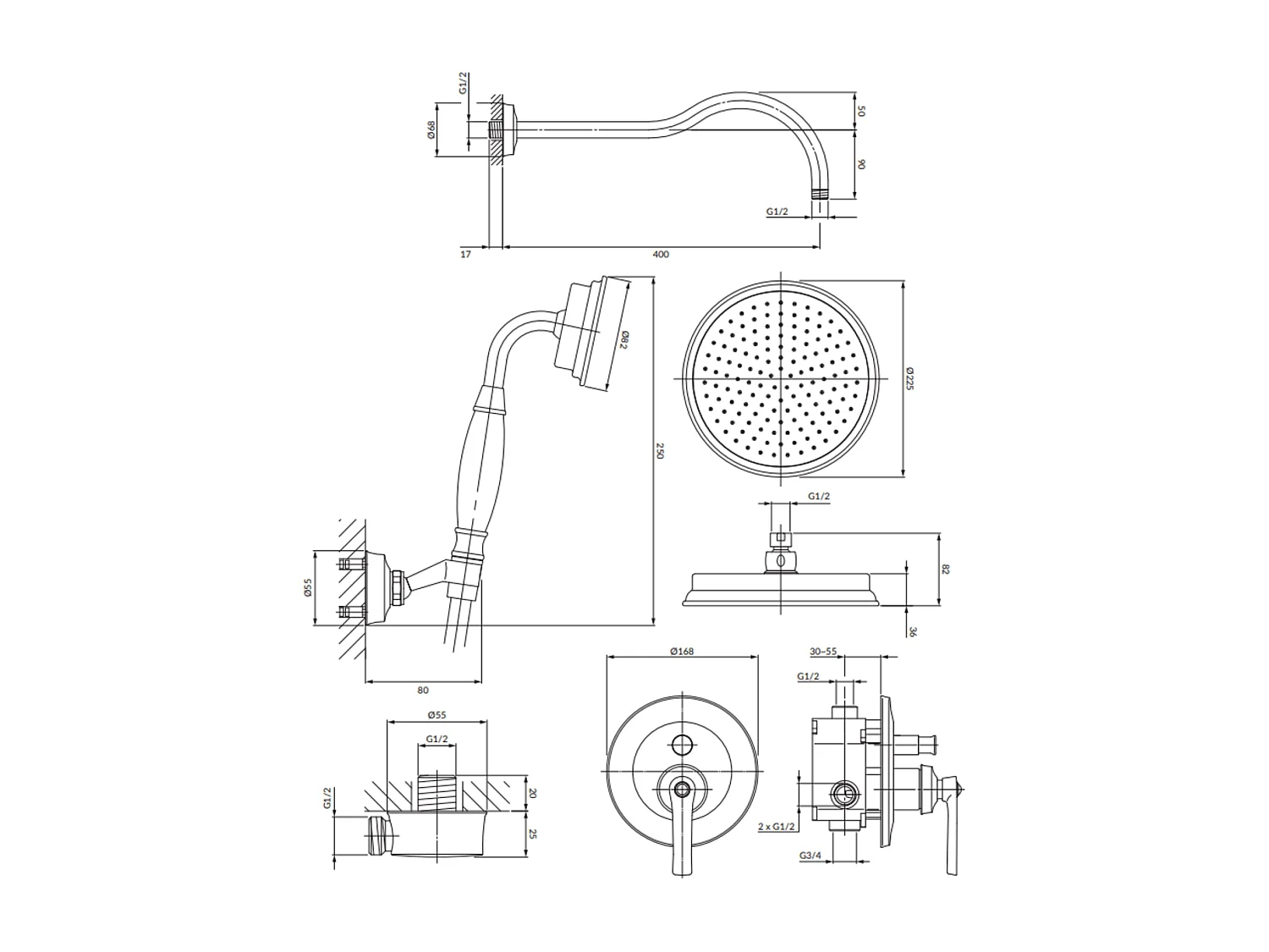 Colonne de douche  ARMANCE encastrable chrome