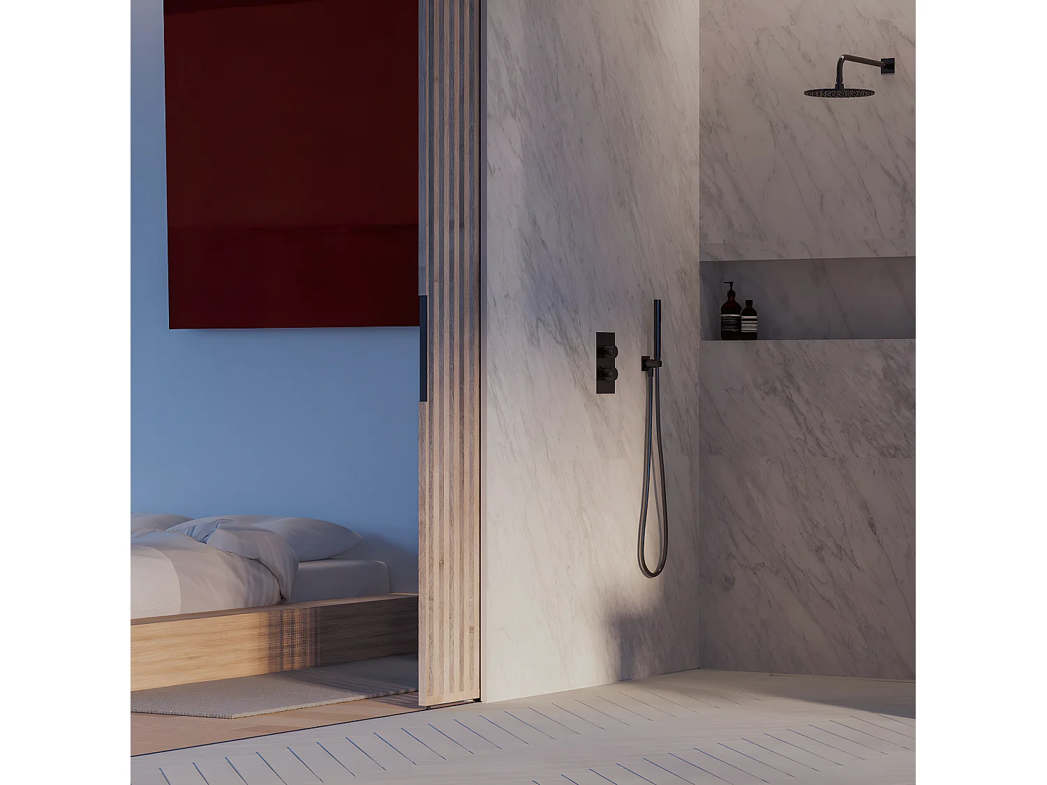 Colonne de douche thermostatique  CONTOUR encastrable  anthracite