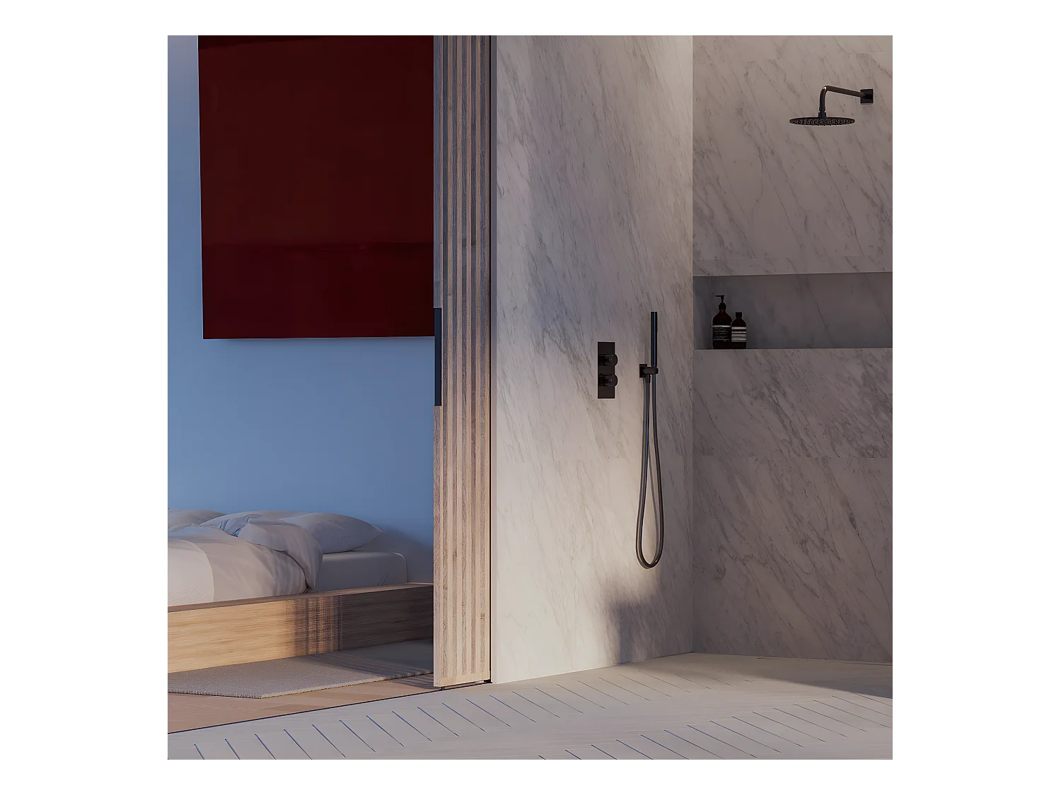 Colonne de douche thermostatique  CONTOUR encastrable  anthracite