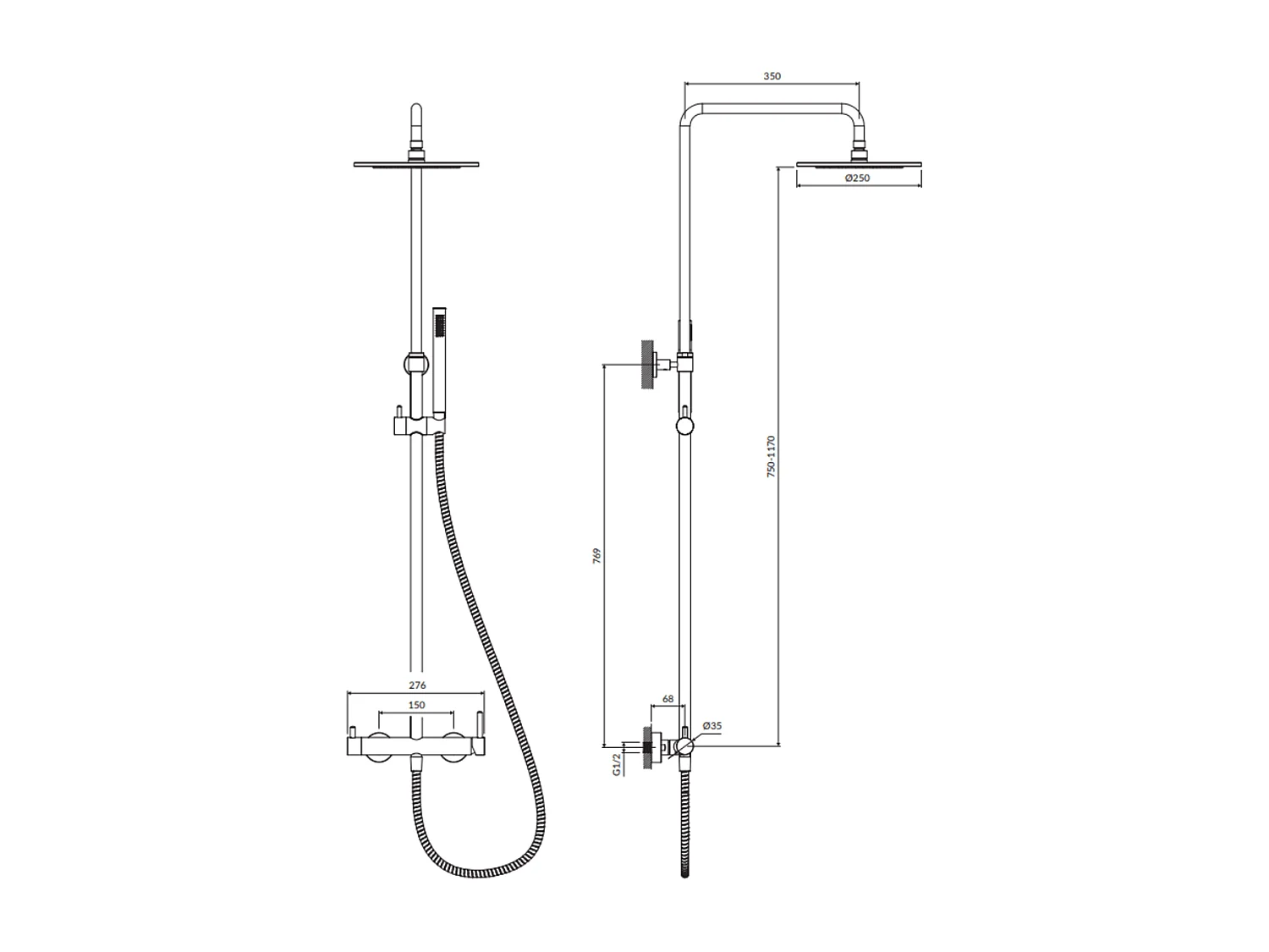 Colonne de douche Mécanique Y couleur : Or marque OMNIRES