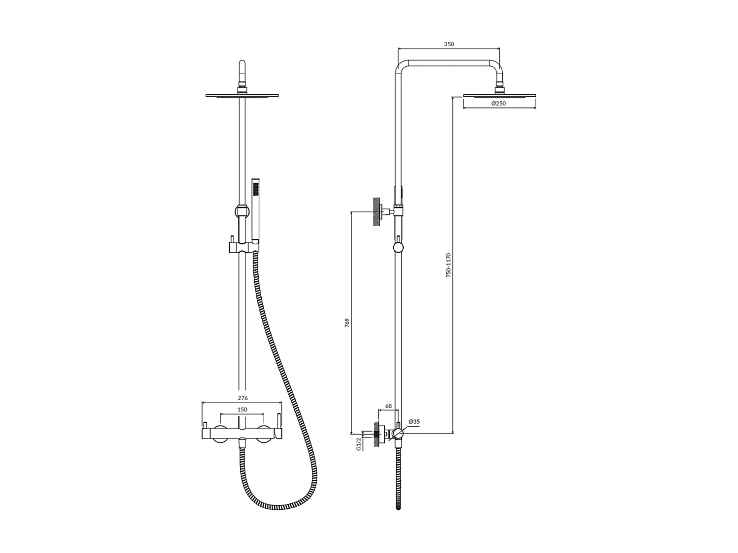 Colonne de douche Mécanique Y couleur : Or marque OMNIRES