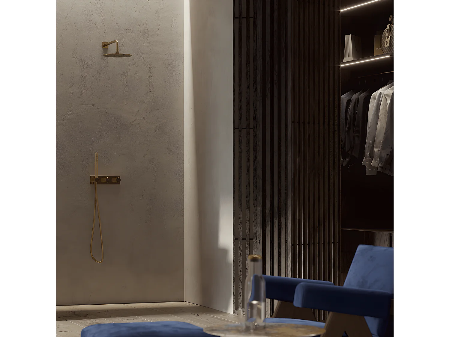 Colonne de douche CONTOUR encastrable or brossé