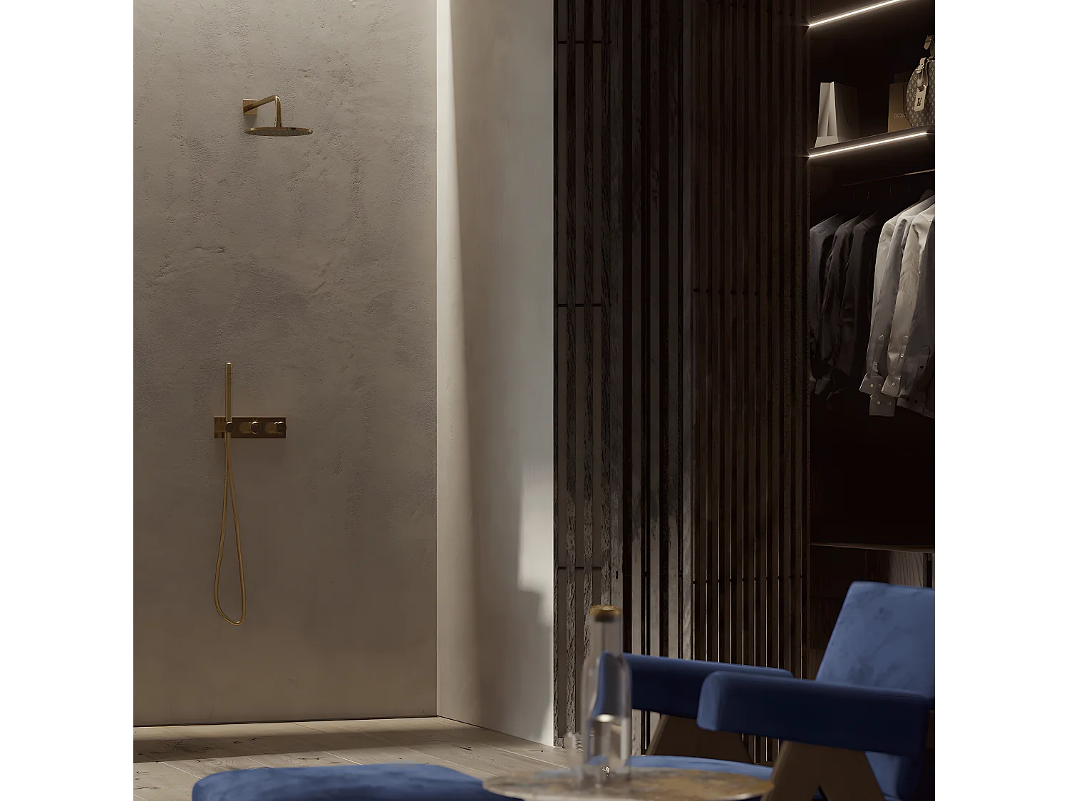 Colonne de douche CONTOUR encastrable or brossé