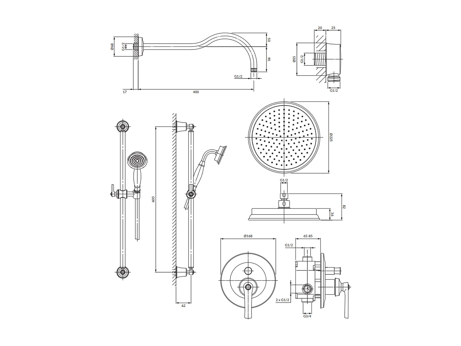 Colonne de douche ARMANCE encastrable chrome