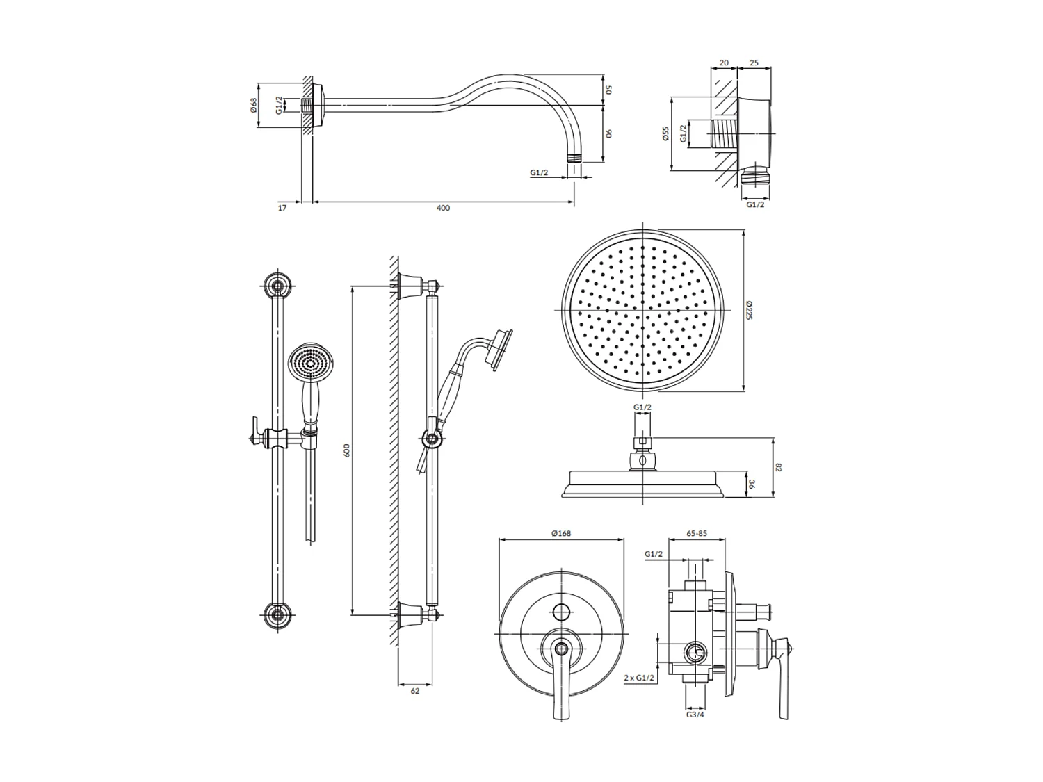 Colonne de douche ARMANCE encastrable chrome