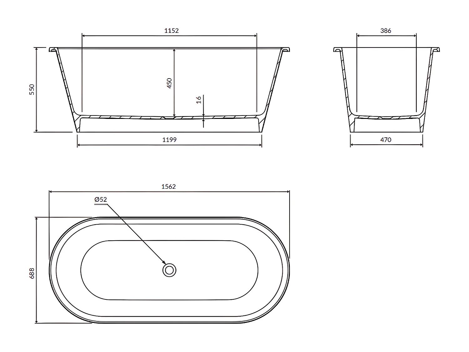 baignoire îlot OMNIRES PARIS M+  156X79 CM  couleur : blanc  finition : brillant
