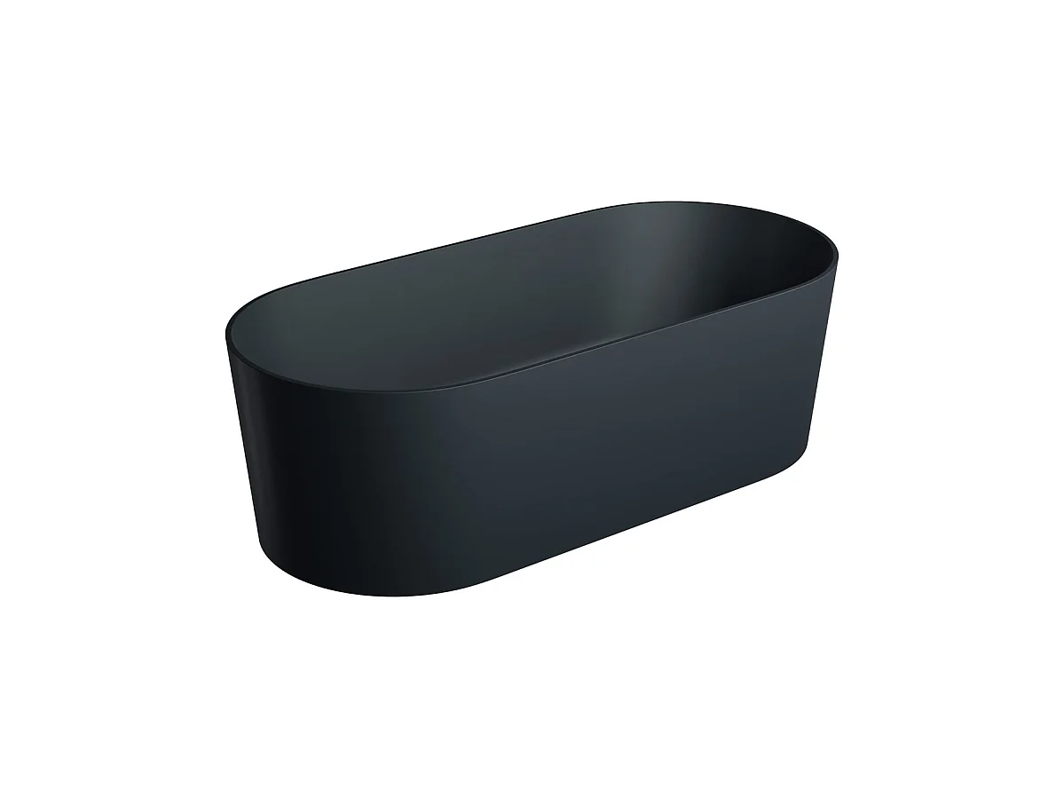 baignoire îlot OMNIRES OVO M+  160X75 CM  couleur : noir  finition : mat bonde et siphon inclus
