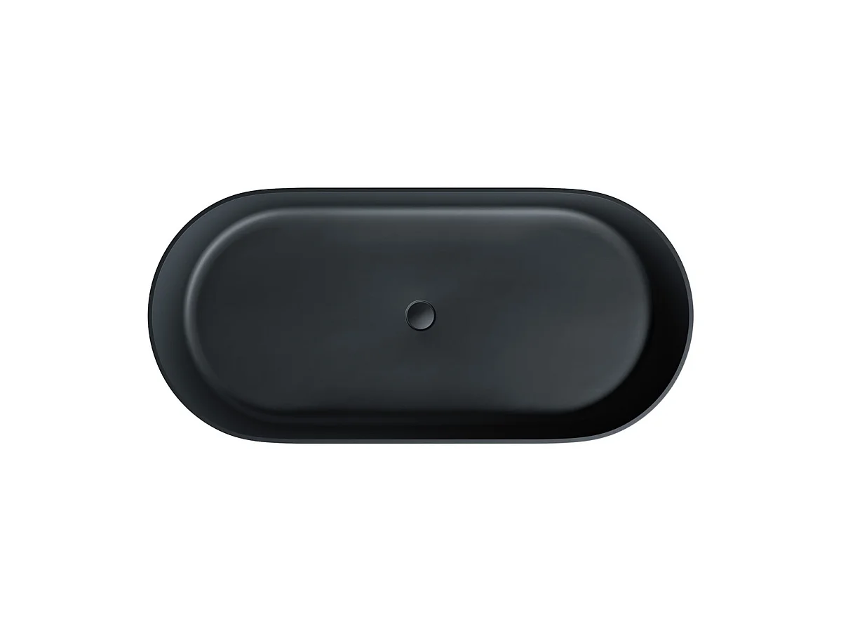 baignoire îlot OMNIRES OVO M+  160X75 CM  couleur : noir  finition : mat bonde et siphon inclus