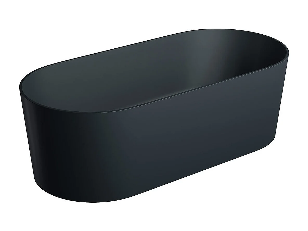 baignoire îlot OMNIRES OVO M+  160X75 CM  couleur : noir  finition : mat bonde et siphon inclus
