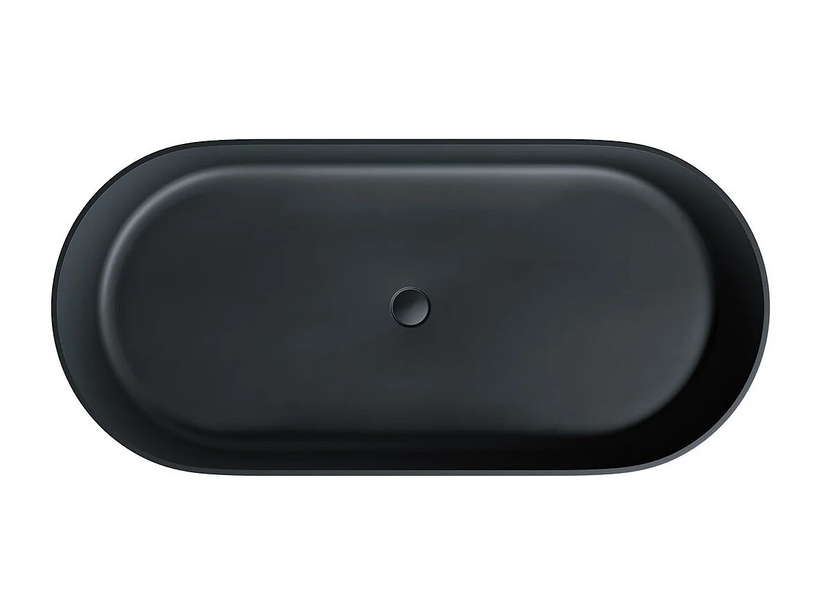 baignoire îlot OMNIRES OVO M+  160X75 CM  couleur : noir  finition : mat bonde et siphon inclus