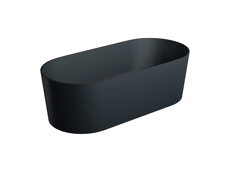baignoire îlot OMNIRES OVO M+  160X75 CM  couleur : noir  finition : mat bonde et siphon inclus