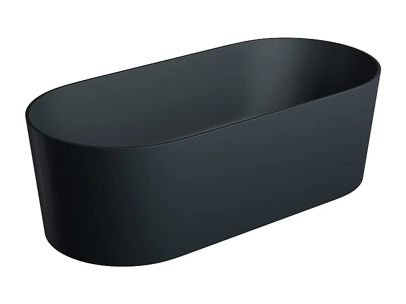 baignoire îlot OMNIRES OVO M+  160X75 CM  couleur : noir  finition : mat bonde et siphon inclus
