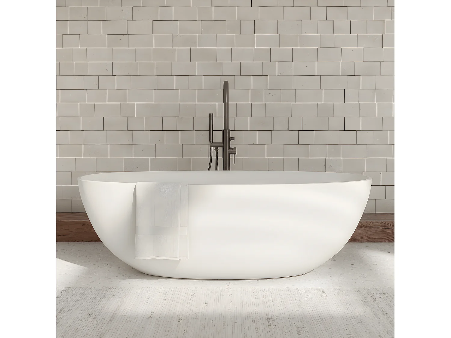 baignoire îlot OMNIRES SHELL M+  160X75 CM  couleur : blanc  finition : mat bonde et siphon inclus