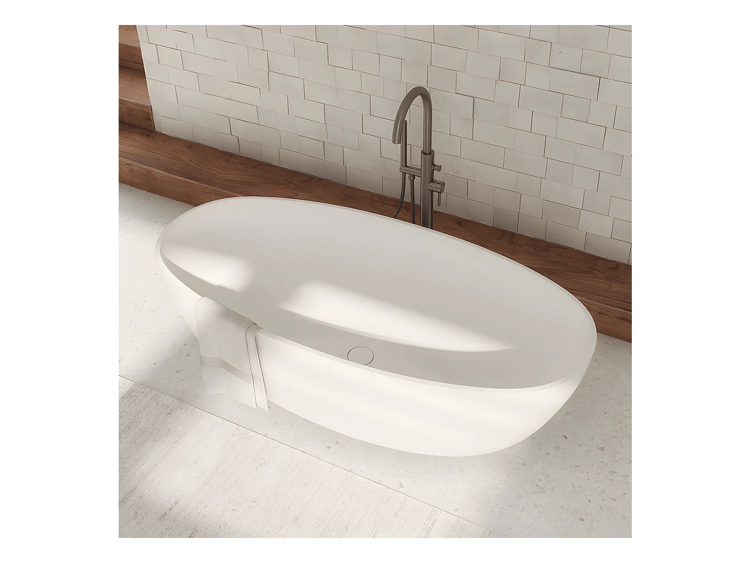 baignoire îlot OMNIRES SHELL M+  160X75 CM  couleur : blanc  finition : mat bonde et siphon inclus