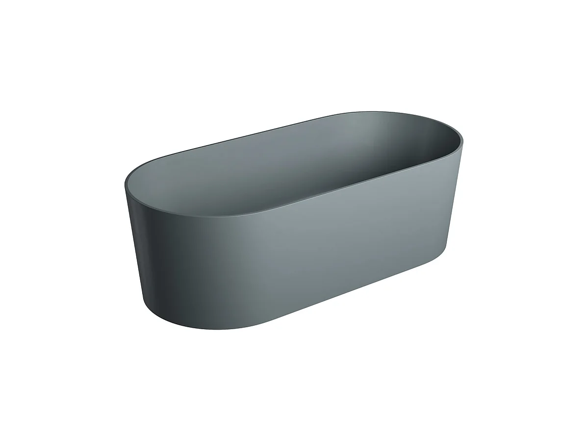 baignoire îlot OMNIRES OVO M+  160X75 CM  couleur : gris  finition : mat bonde et siphon inclus