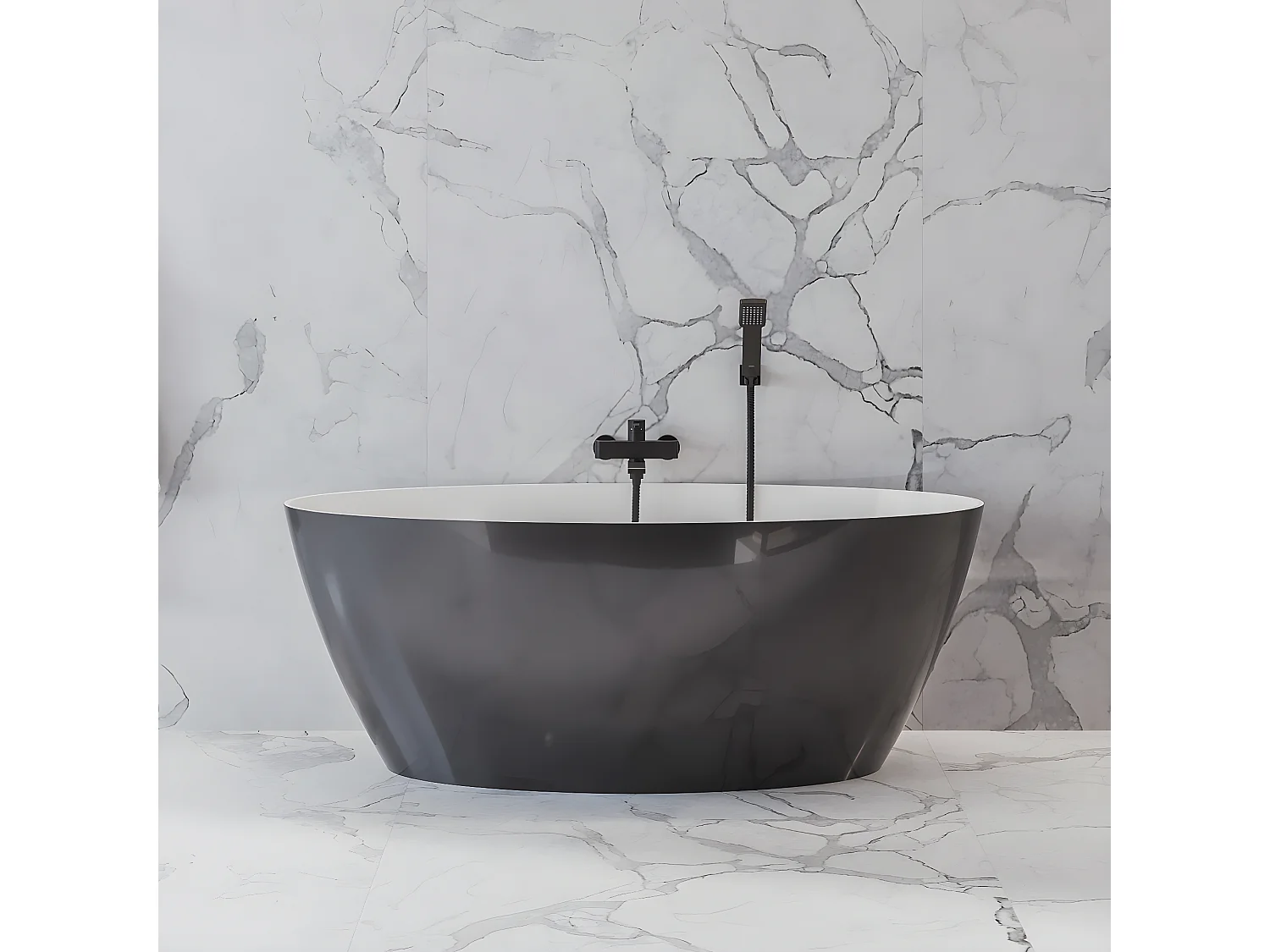 baignoire îlot OMNIRES SIENA M+  161X81 CM  couleur : noir et blanc  finition : brillant