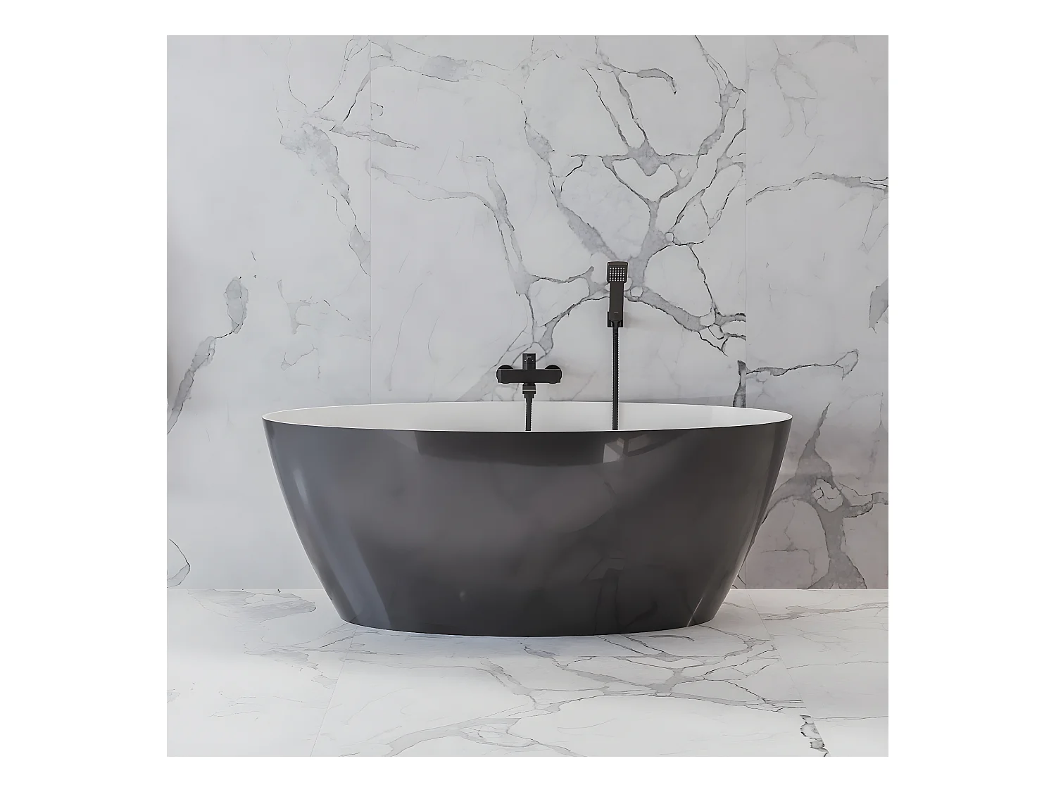 baignoire îlot OMNIRES SIENA M+  161X81 CM  couleur : noir et blanc  finition : brillant