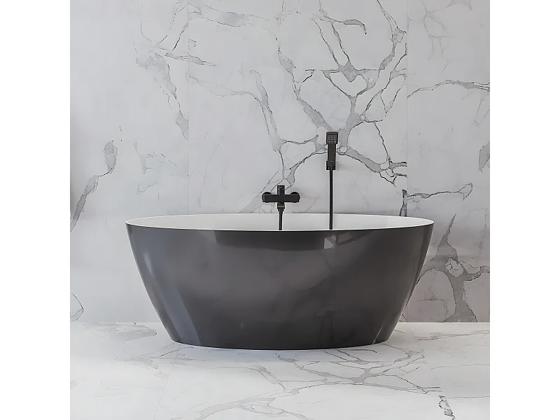 baignoire îlot OMNIRES SIENA M+  161X81 CM  couleur : noir et blanc  finition : brillant