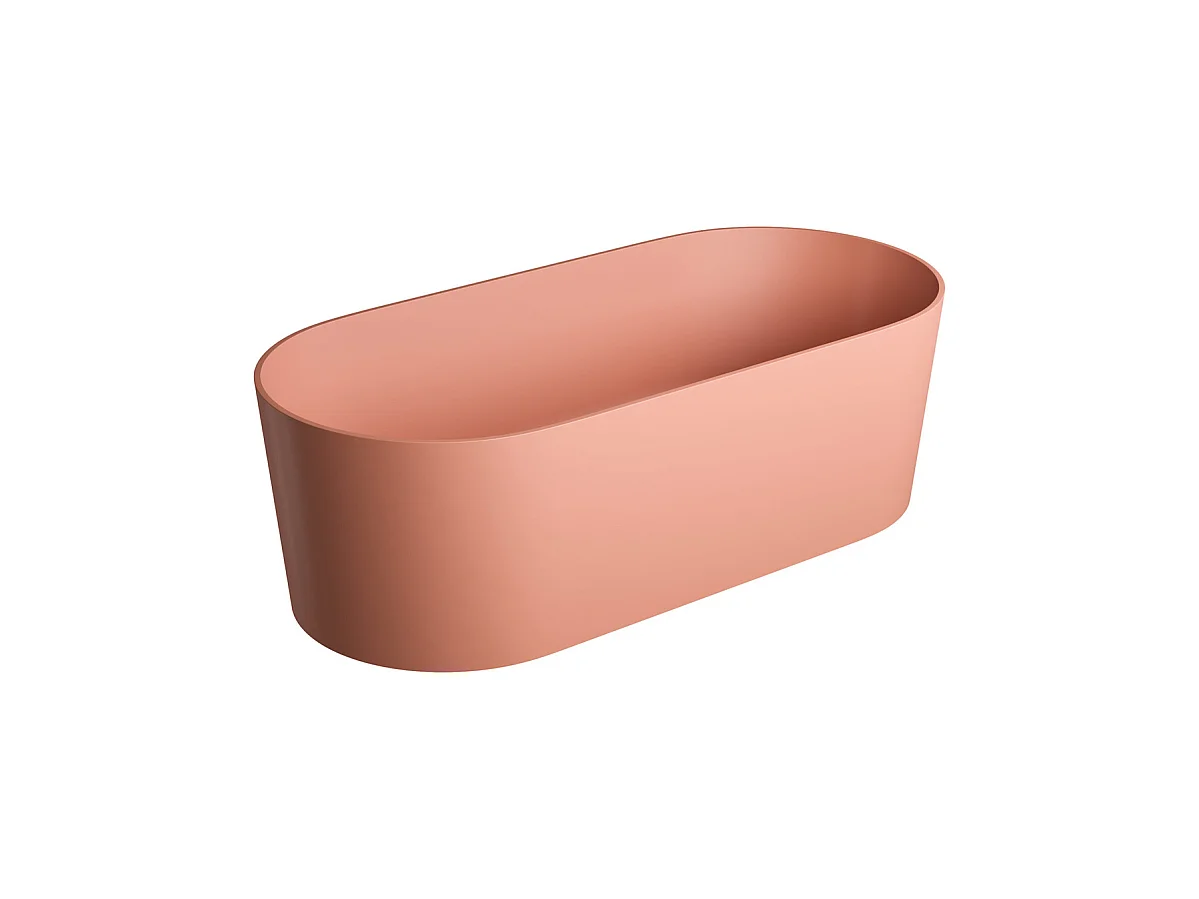 baignoire îlot OMNIRES OVO M+  160X75 CM  couleur : rose  finition : mat bonde et siphon inclus