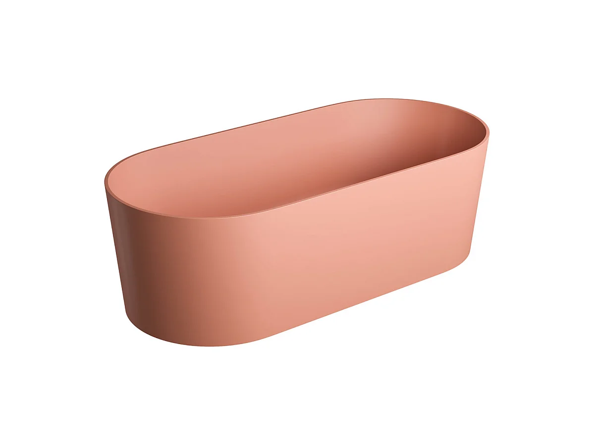 baignoire îlot OMNIRES OVO M+  160X75 CM  couleur : rose  finition : mat bonde et siphon inclus