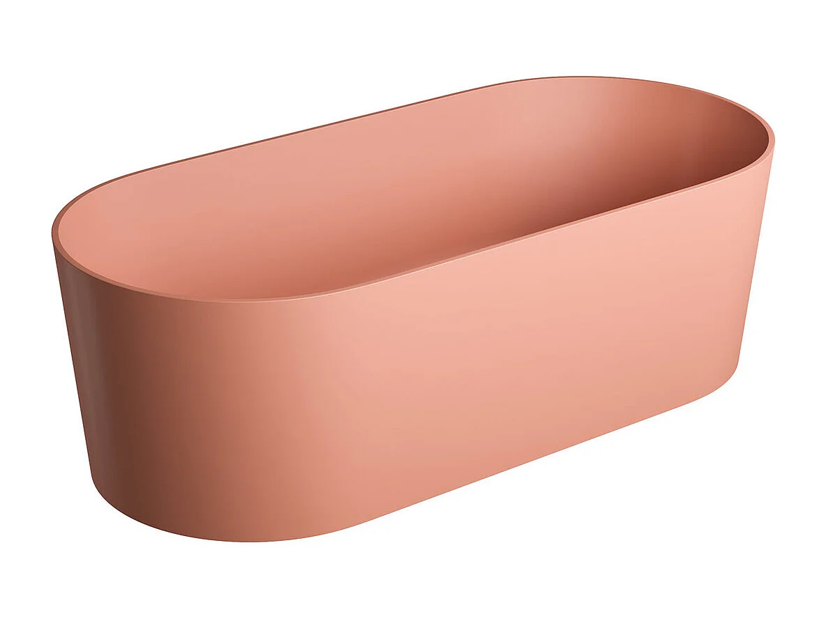 baignoire îlot OMNIRES OVO M+  160X75 CM  couleur : rose  finition : mat bonde et siphon inclus