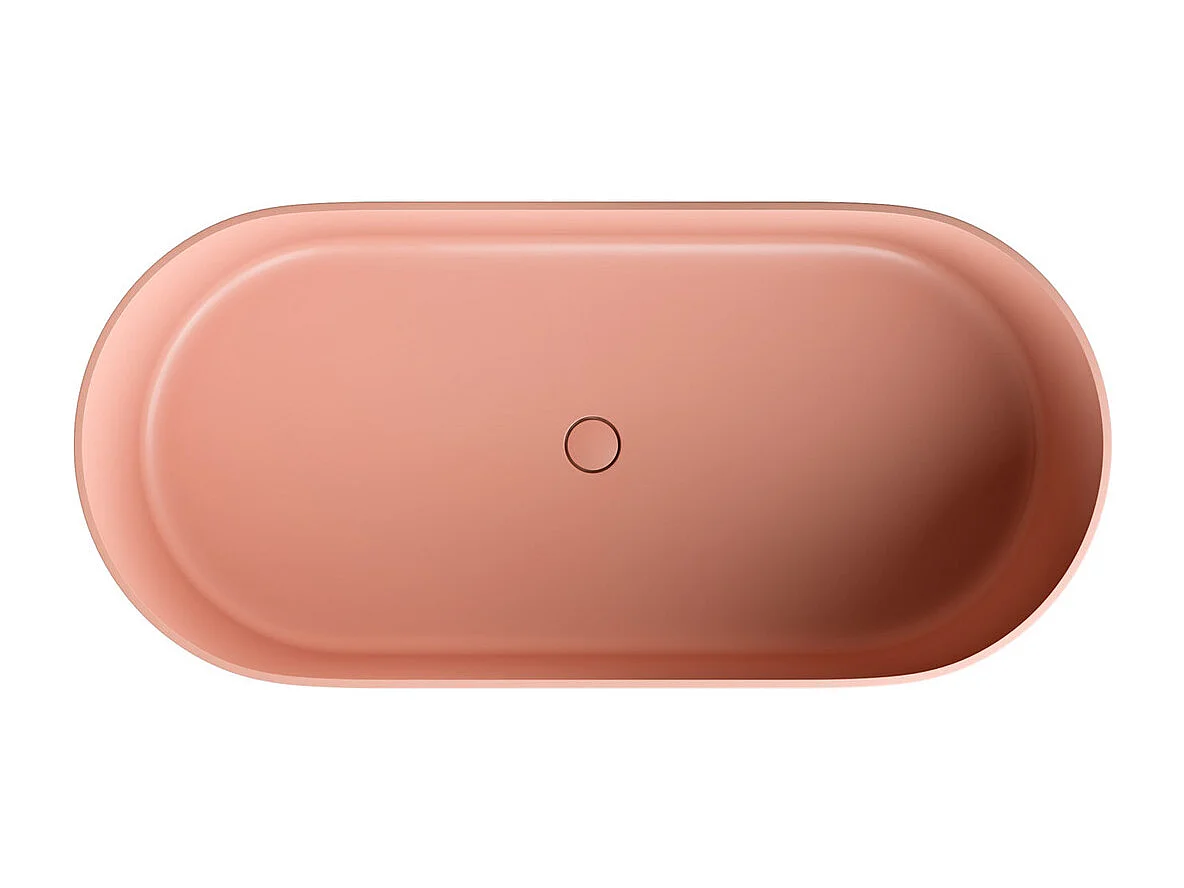 baignoire îlot OMNIRES OVO M+  160X75 CM  couleur : rose  finition : mat bonde et siphon inclus