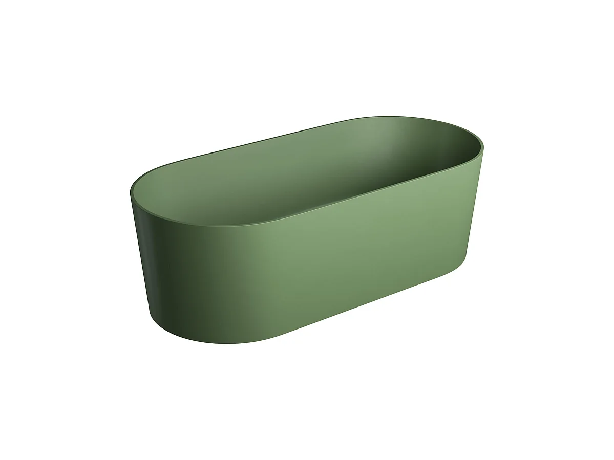baignoire îlot OMNIRES OVO M+  160X75 CM  couleur : vert foncé  finition : mat bonde et siphon inclus