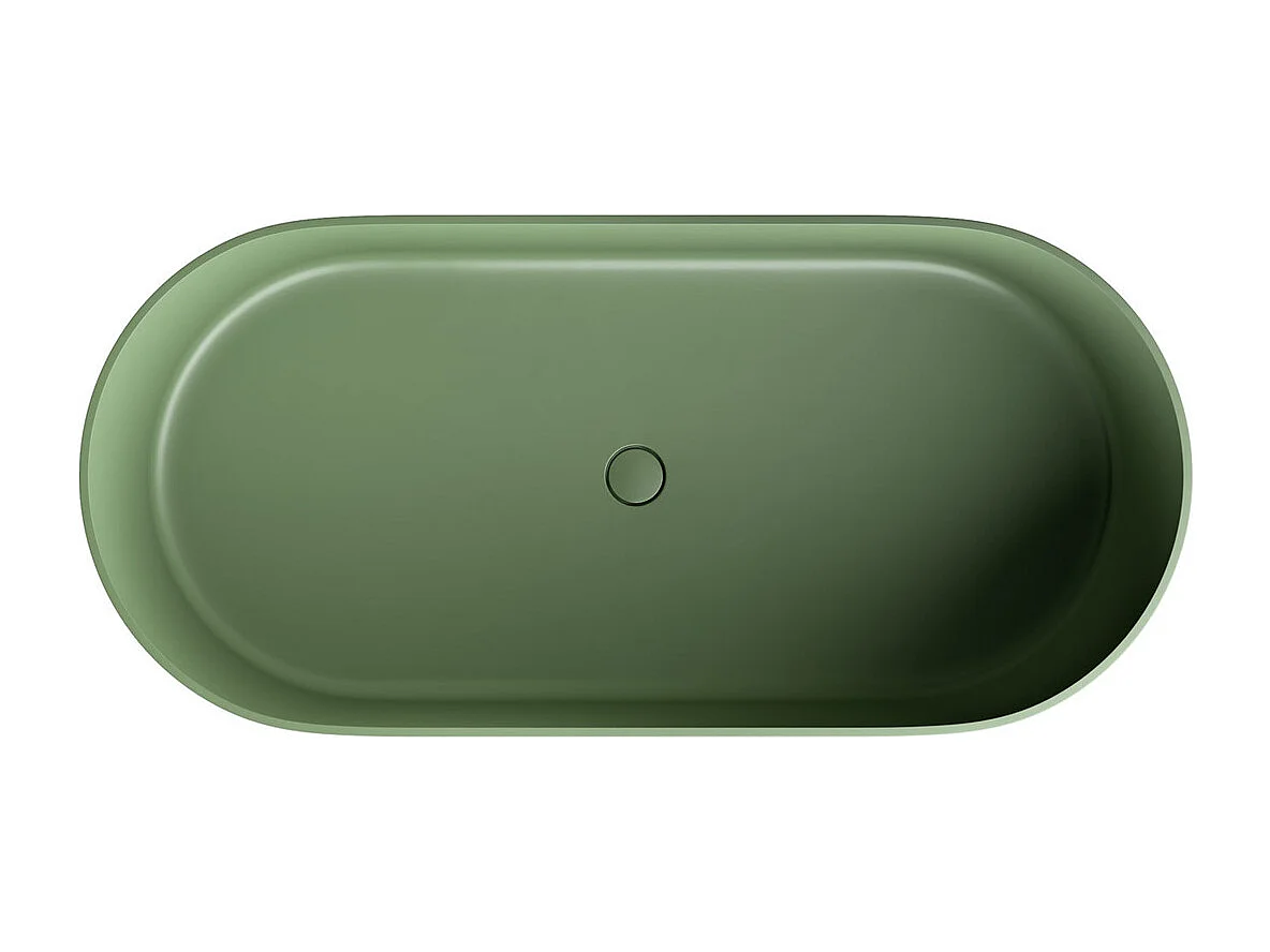 baignoire îlot OMNIRES OVO M+  160X75 CM  couleur : vert foncé  finition : mat bonde et siphon inclus