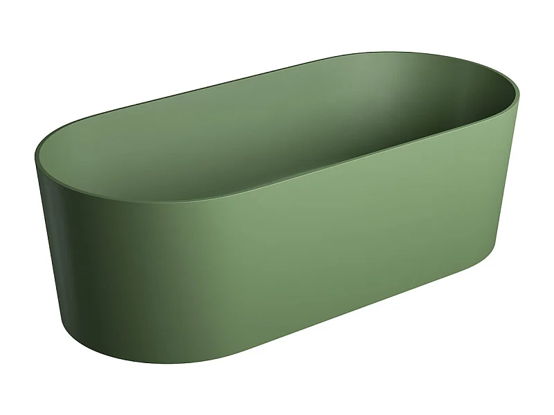 baignoire îlot OMNIRES OVO M+  160X75 CM  couleur : vert foncé  finition : mat bonde et siphon inclus