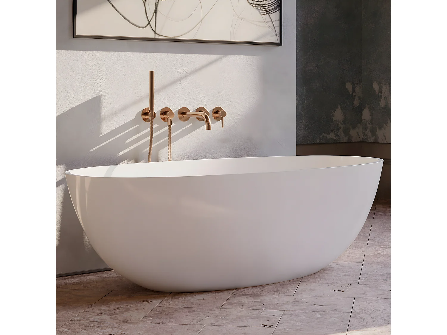 baignoire îlot OMNIRES SHELL M+  160X75 CM  couleur : blanc  finition : brillant  bonde et siphon inclus