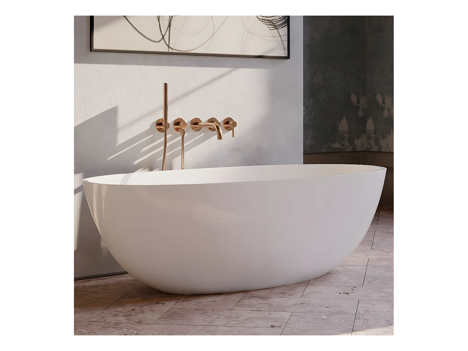 baignoire îlot OMNIRES SHELL M+  160X75 CM  couleur : blanc  finition : brillant  bonde et siphon inclus