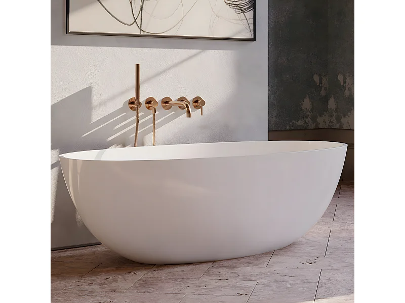 baignoire îlot OMNIRES SHELL M+  160X75 CM  couleur : blanc  finition : brillant  bonde et siphon inclus