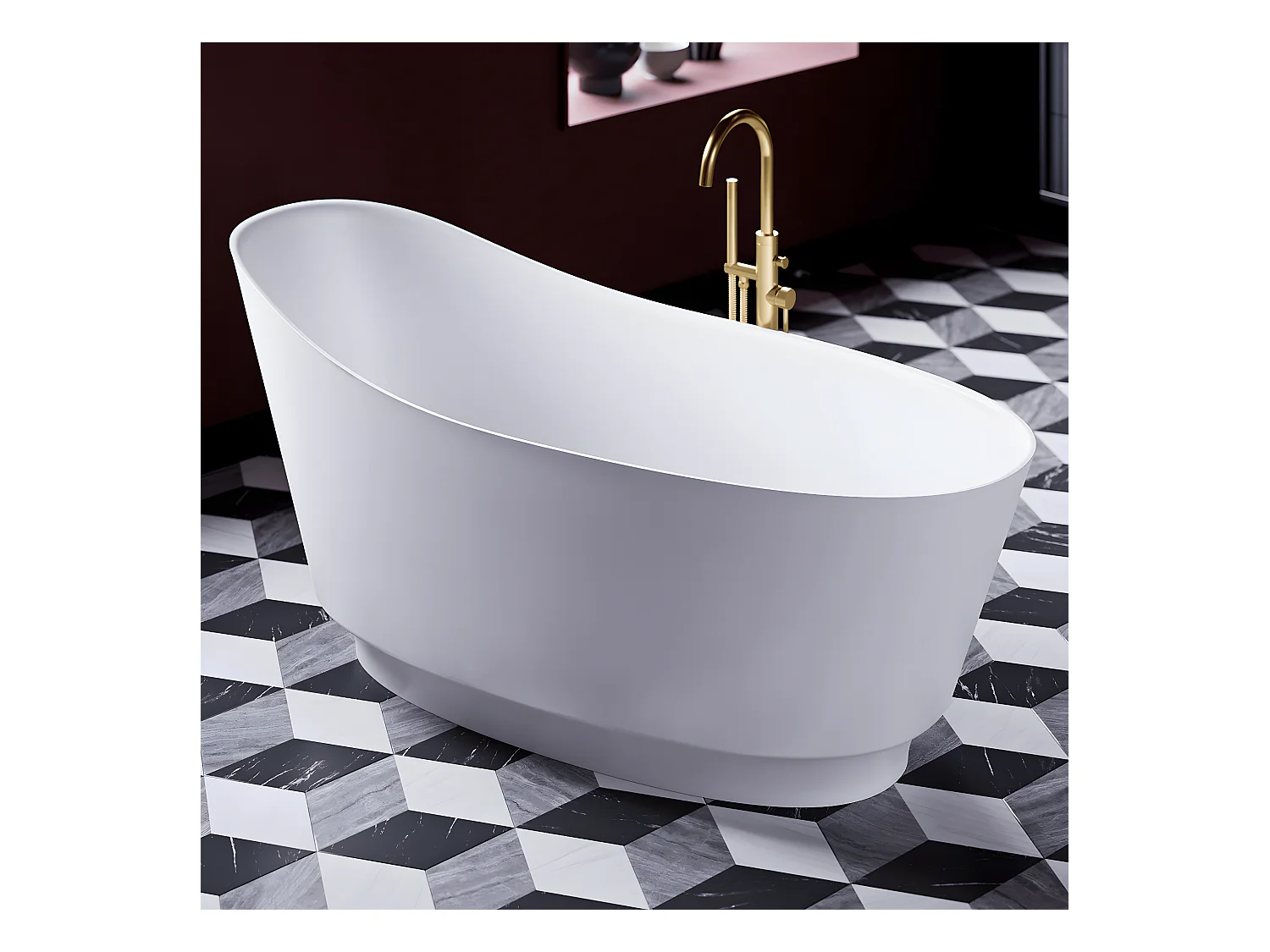 baignoire îlot OMNIRES NEO M+  158X72 CM  couleur : blanc  finition : mat bonde et siphon inclus