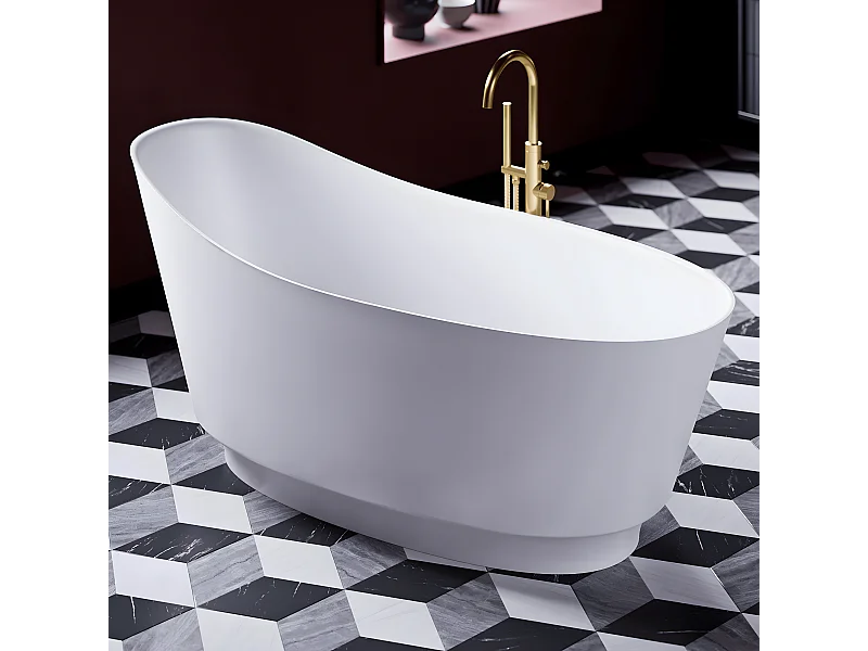 baignoire îlot OMNIRES NEO M+  158X72 CM  couleur : blanc  finition : mat bonde et siphon inclus