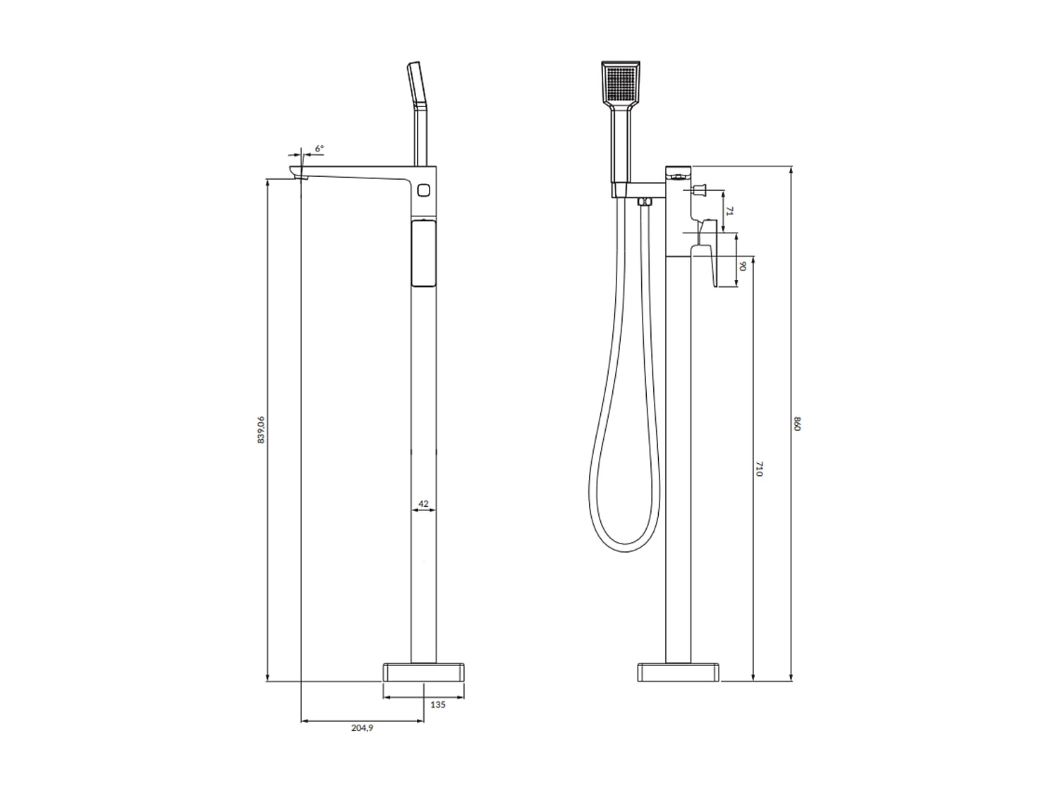 Mitigeur de baignoire îlot PARMA Couleur: noir mat