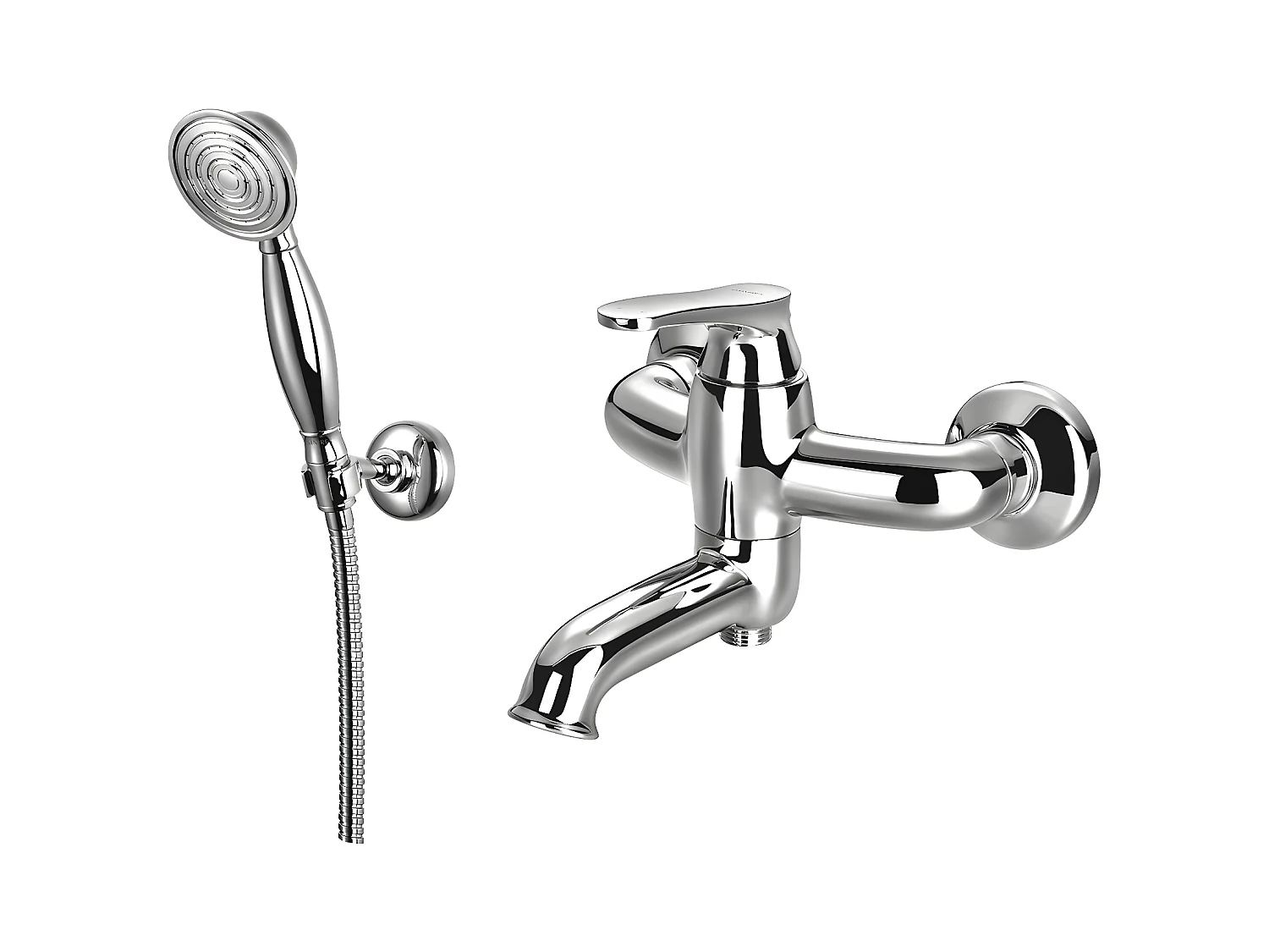 Mitigeur de baignoire avec set de douche en ART DECO Couleur: chrome