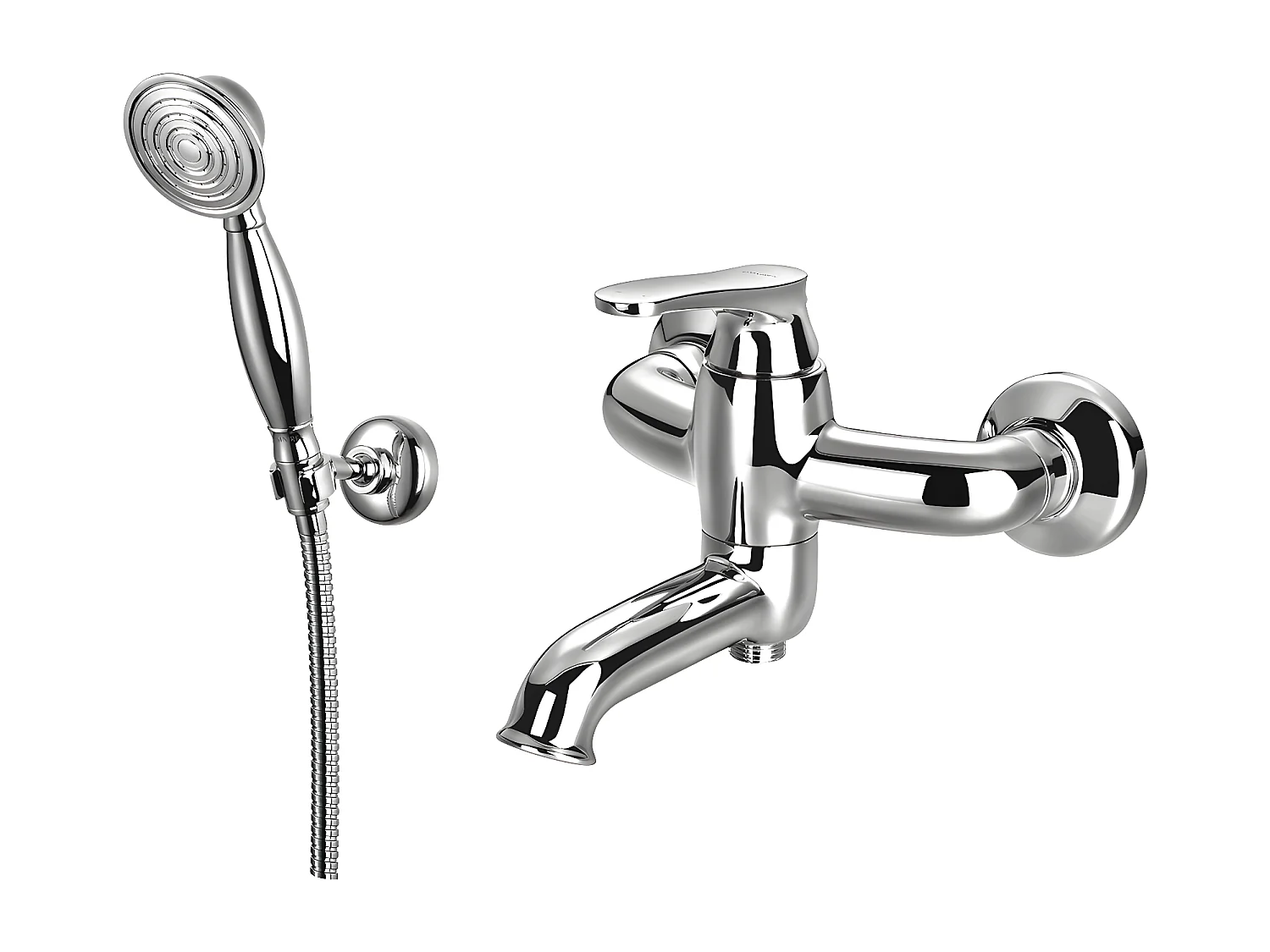 Mitigeur de baignoire avec set de douche en ART DECO Couleur: chrome