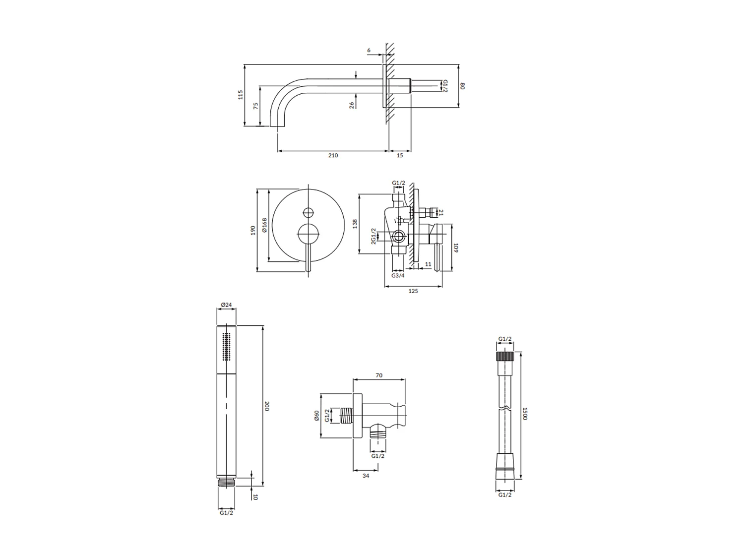 Mitigeur Mécanique De Baignoire  Y Pour Installation Encastrée couleur : Nickel