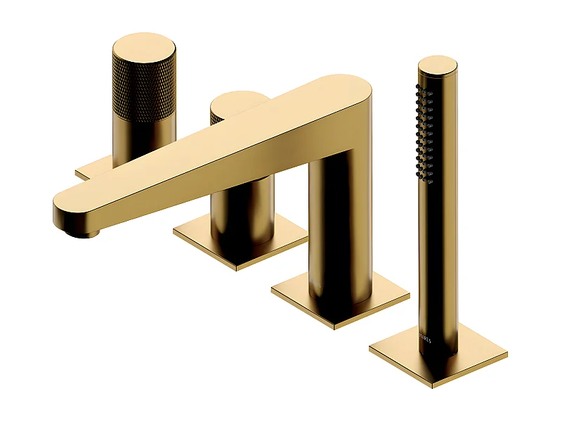 Mélangeur de bain 4 trous en CONTOUR Couleur: or brossé