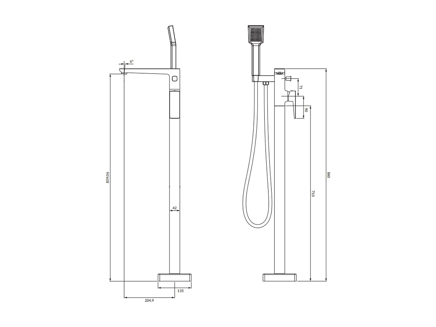 Mitigeur de baignoire îlot PARMA Couleur: chrome