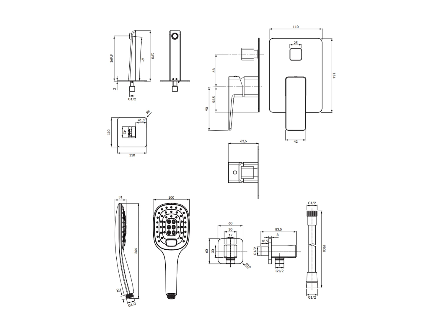 Mitigeur Mécanique De Baignoire  Parma Pour Installation Encastrée couleur : Chrome Blanc